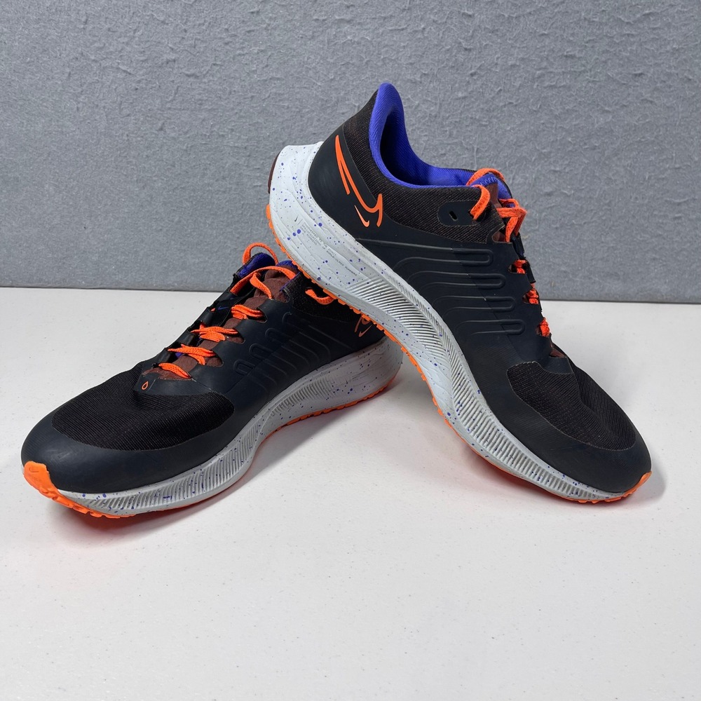 Nike Shield Running Shoes Mens Size 11 Black Orange Blue Waterproof Trail DC4073